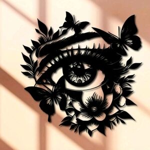 At Home Black Eye & Butterfly Metal Wall  Decor